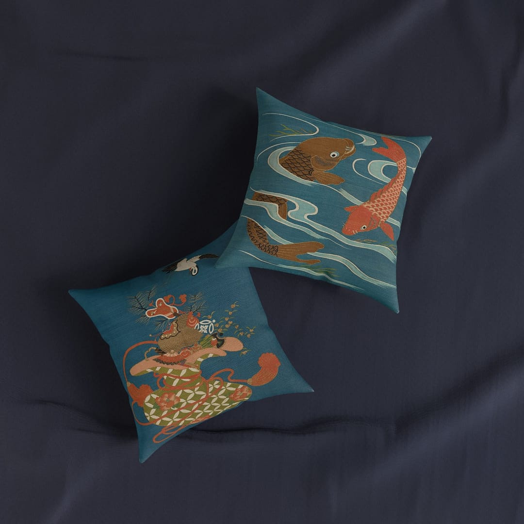 cgk.ink blue Fukusa Throw Cushion Fukusa Throw Cushion JAPAN cgk.ink