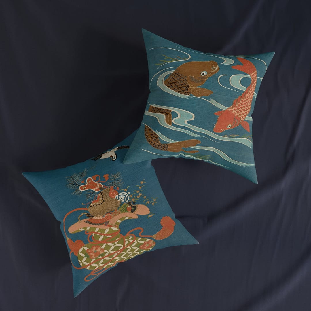 cgk.ink blue Fukusa Throw Cushion Fukusa Throw Cushion JAPAN cgk.ink
