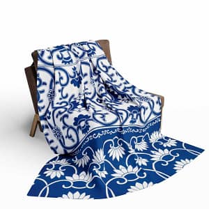cgk.ink blue Blue Porcelain Fleece Blanket Blue Porcelain Fleece Blanket BED & BATH cgk.ink