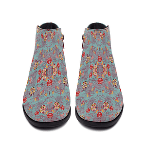 cgk.ink blue Blue Lotus Zippered Boots Blue Lotus Zippered Boots FOOTWEAR cgk.ink