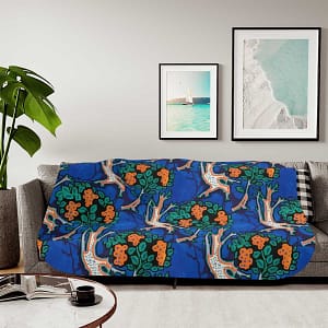 cgk.ink blue Sea Flower Sherpa Blanket Sea Flower Sherpa Blanket BED & BATH cgk.ink