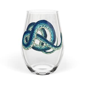 cgk.ink barware Blue Serpent Stemless Wine Glass — 11.75 oz Artistic Snake Design Blue Serpent Stemless Wine Glass — 11.75 oz Artistic Snake Design ENTERTAINING cgk.ink