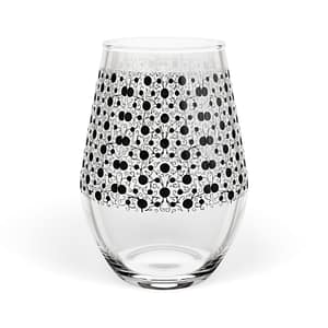 cgk.ink barware Black Dotted Lace Pattern Stemless Wine Glass Black Dotted Lace Pattern Stemless Wine Glass ENTERTAINING cgk.ink