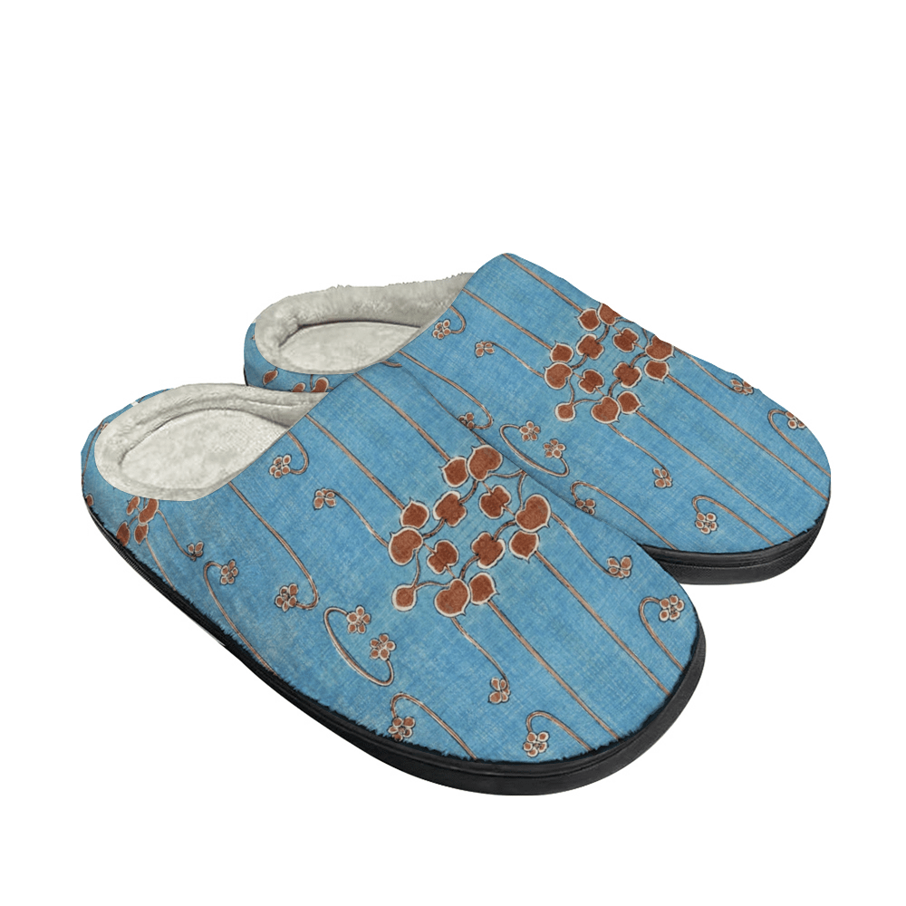 cgk.ink blue Pale Blue Lotus Flannel Slippers Pale Blue Lotus Flannel Slippers FOOTWEAR cgk.ink