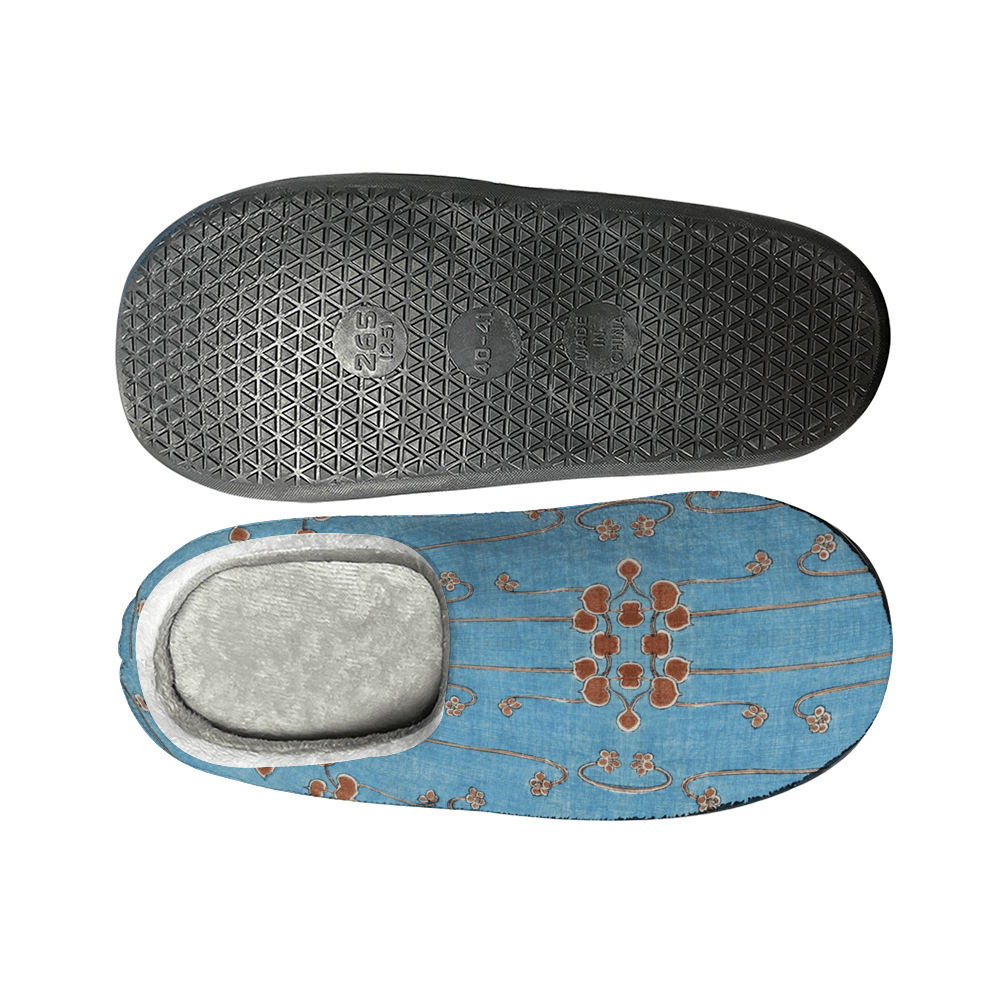 cgk.ink blue Pale Blue Lotus Flannel Slippers Pale Blue Lotus Flannel Slippers FOOTWEAR cgk.ink