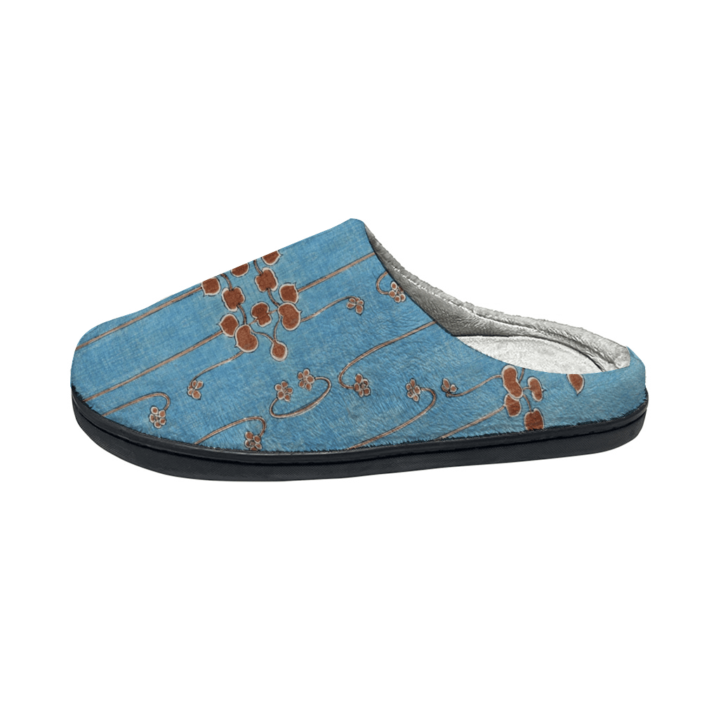 cgk.ink blue Pale Blue Lotus Flannel Slippers Pale Blue Lotus Flannel Slippers FOOTWEAR cgk.ink