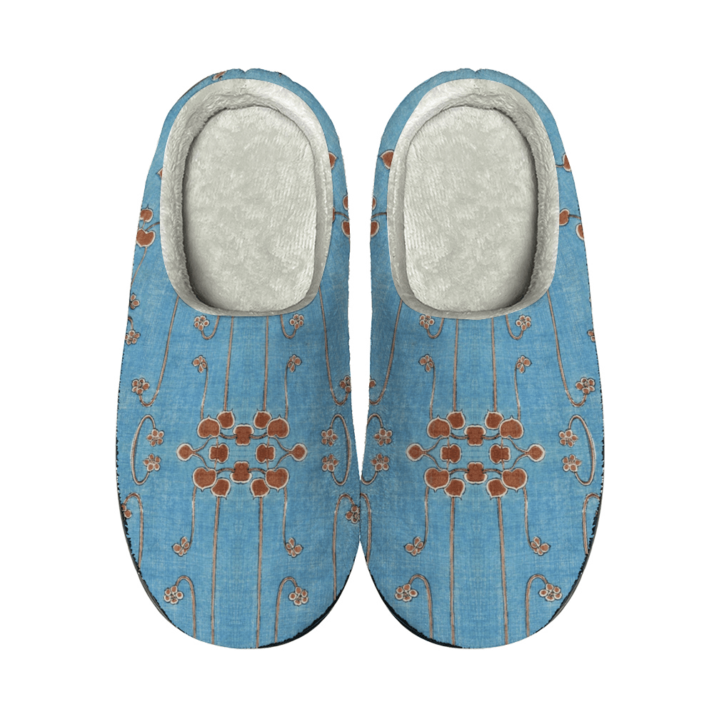 cgk.ink blue Pale Blue Lotus Flannel Slippers Pale Blue Lotus Flannel Slippers FOOTWEAR cgk.ink