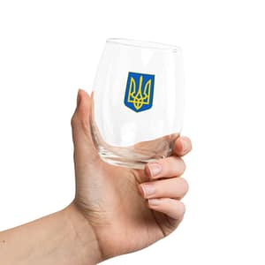 Ukraine Crest (Modern) Stemless Wine Glass ENTERTAINING cgk.ink