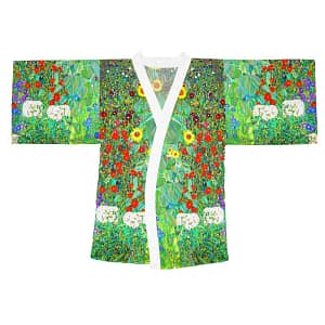 Farm Garden (Gustav Klimt, 1907) Long Sleeve Kimono Robe inspired by FINE ART cgk.ink