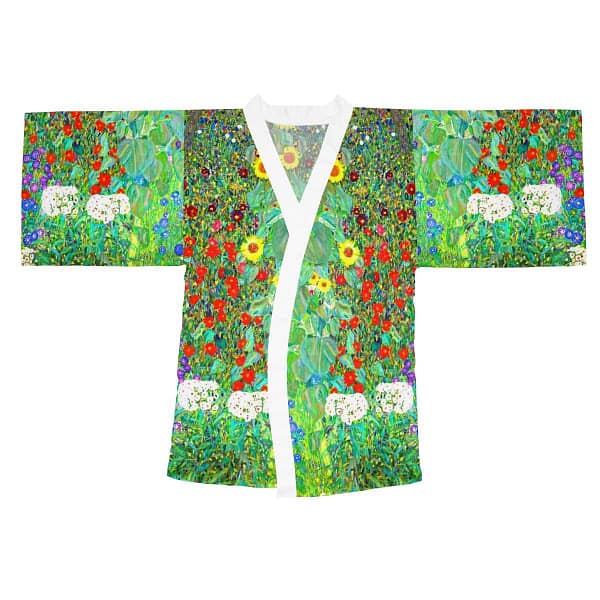 Farm Garden (Gustav Klimt, 1907) Long Sleeve Kimono Robe inspired by FINE ART cgk.ink