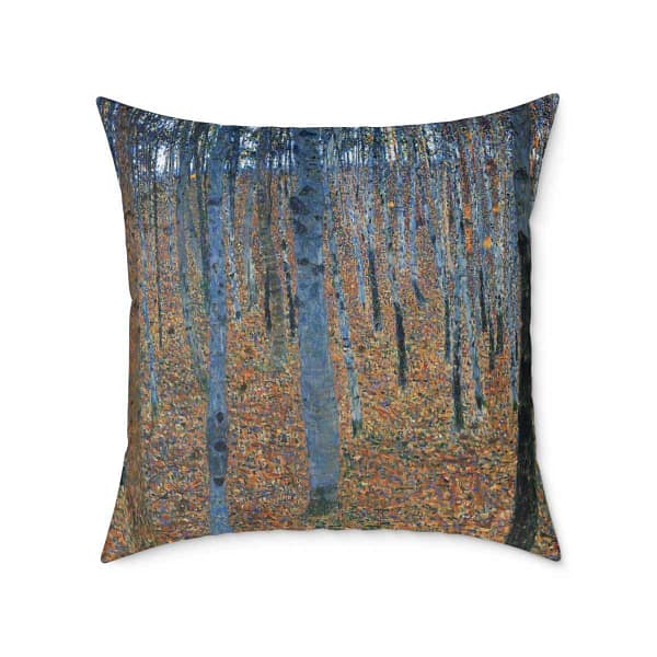 Klimt’s “Mohnfeld” & “Beech Grove I” Spun Polyester Pillow DÉCOR cgk.ink