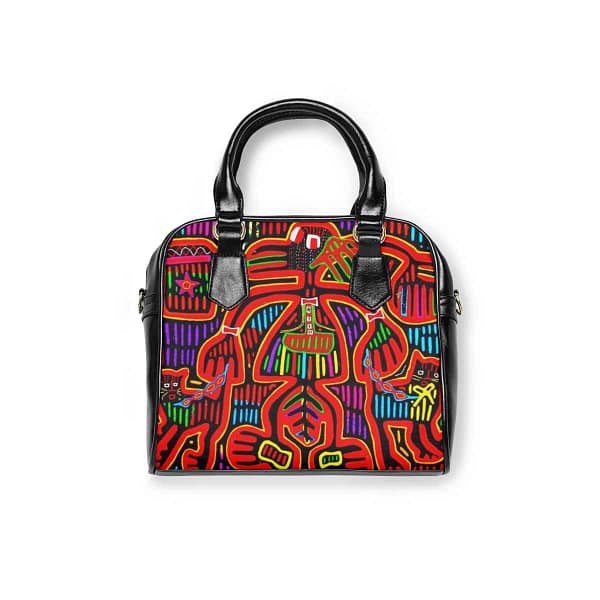 Cat & Birds Mola-Style Shoulder Handbag inspired by FINE ART cgk.ink