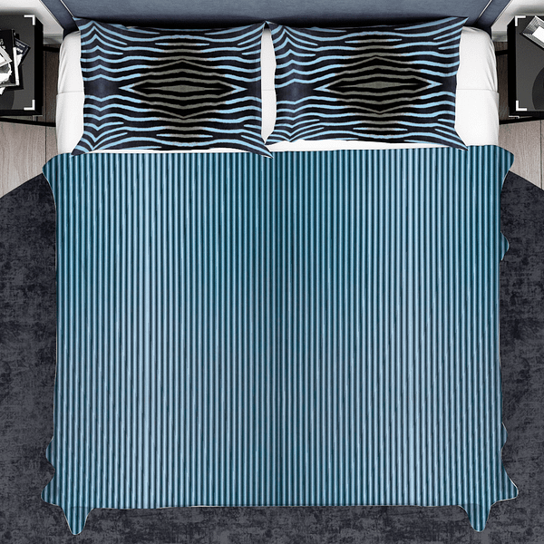 Blue Zebra Queen Size Bedding Cover Set (Pillowcases & Quilt Cover) BED & BATH cgk.ink