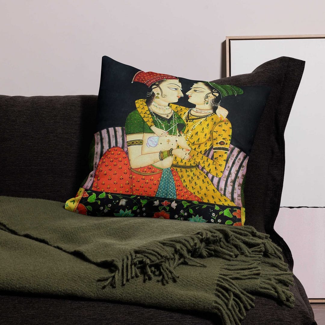cgk.ink exotic Two Ladies Embracing At A Jharoka Premium Pillow Two Ladies Embracing At A Jharoka Premium Pillow BED & BATH cgk.ink