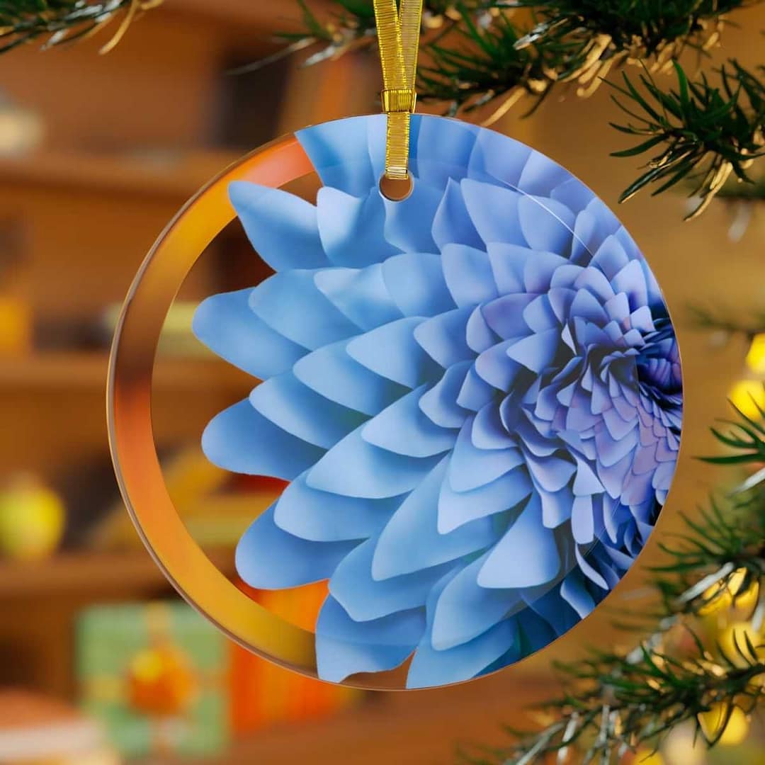 cgk.ink celebratory Blue Dahlia Glass Ornament Blue Dahlia Glass Ornament DÉCOR cgk.ink