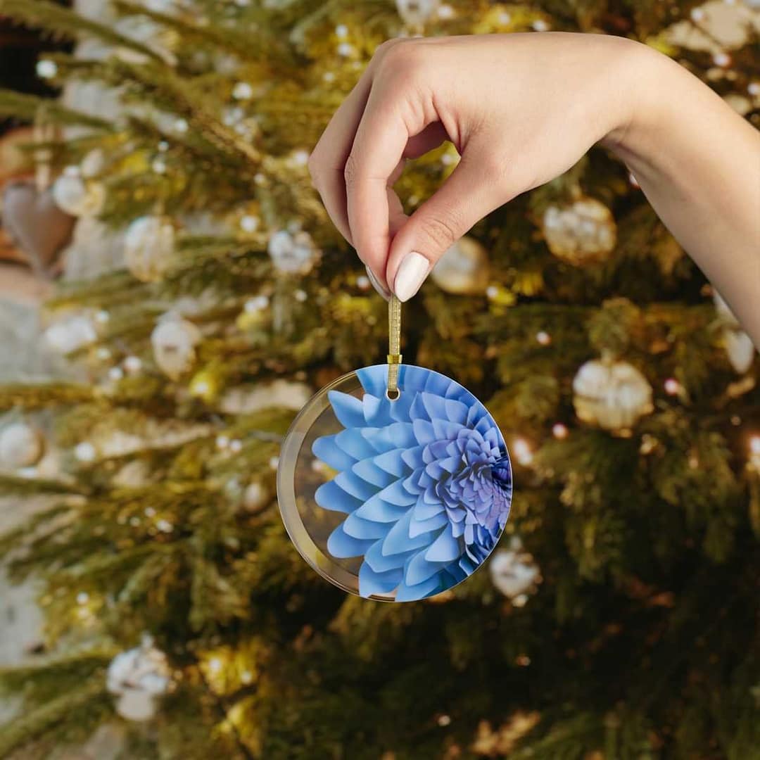 cgk.ink celebratory Blue Dahlia Glass Ornament Blue Dahlia Glass Ornament DÉCOR cgk.ink