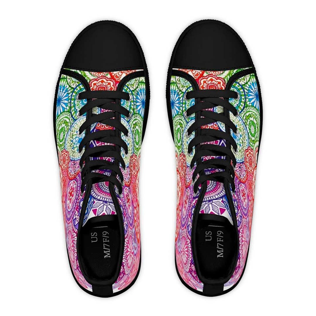 cgk.ink active Rainbow Mandala Women’s High Top Sneakers Rainbow Mandala Women’s High Top Sneakers SHOES cgk.ink