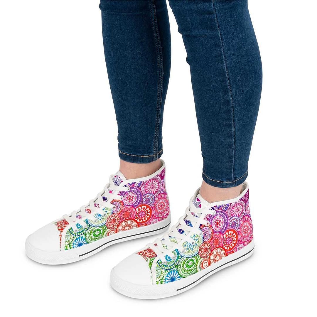cgk.ink active Rainbow Mandala Women’s High Top Sneakers Rainbow Mandala Women’s High Top Sneakers SHOES cgk.ink