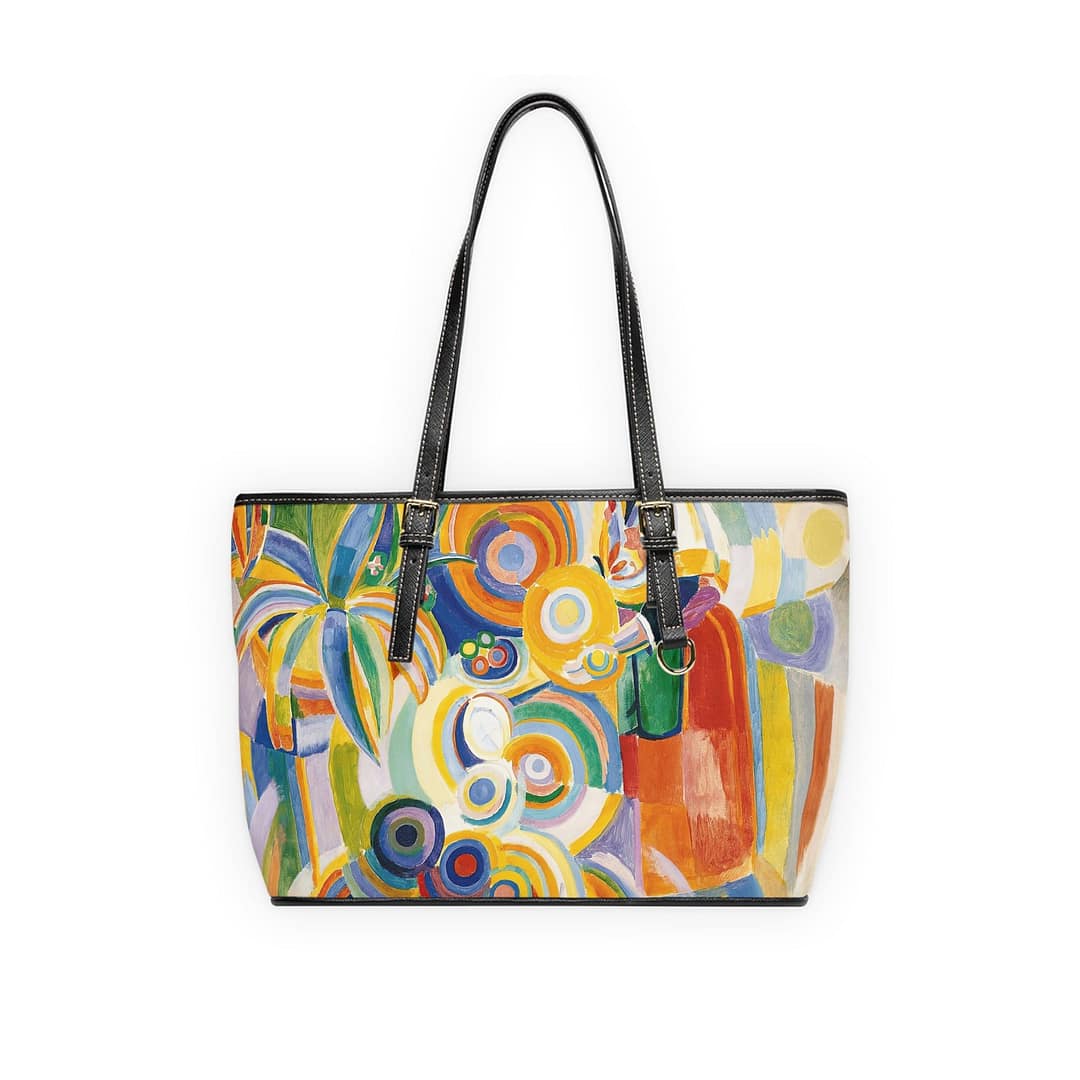 cgk.ink abstract Delaunay: Portuguese Woman Leather Tote Bag Delaunay: Portuguese Woman Leather Tote Bag inspired by FINE ART cgk.ink