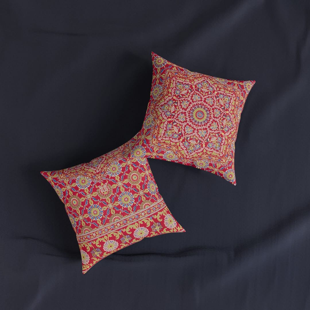 cgk.ink casual Indian Embroidery on Crimson Silk, Matthew Digby Wyatt (1851-1853) Square Pillow Indian Embroidery on Crimson Silk, Matthew Digby Wyatt (1851-1853) Square Pillow BED & BATH cgk.ink