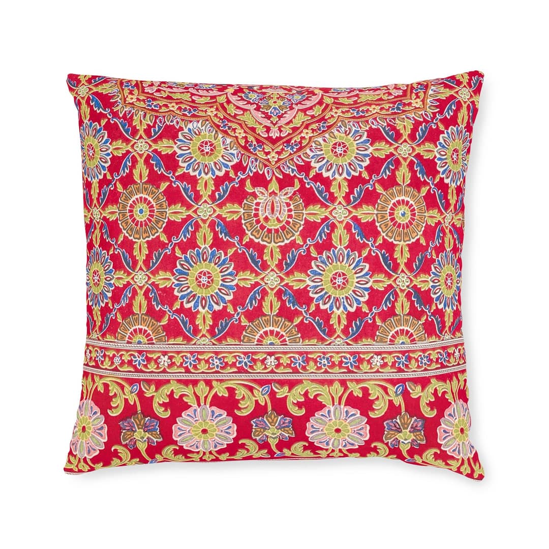 cgk.ink casual Indian Embroidery on Crimson Silk, Matthew Digby Wyatt (1851-1853) Square Pillow Indian Embroidery on Crimson Silk, Matthew Digby Wyatt (1851-1853) Square Pillow BED & BATH cgk.ink