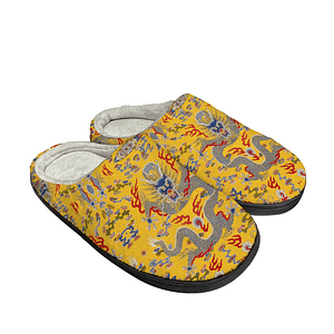 Yellow River Dragon Flannel Slippers FOOTWEAR cgk.ink