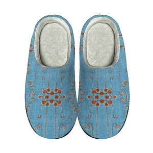 cgk.ink blue Pale Blue Lotus Flannel Slippers Pale Blue Lotus Flannel Slippers FOOTWEAR cgk.ink
